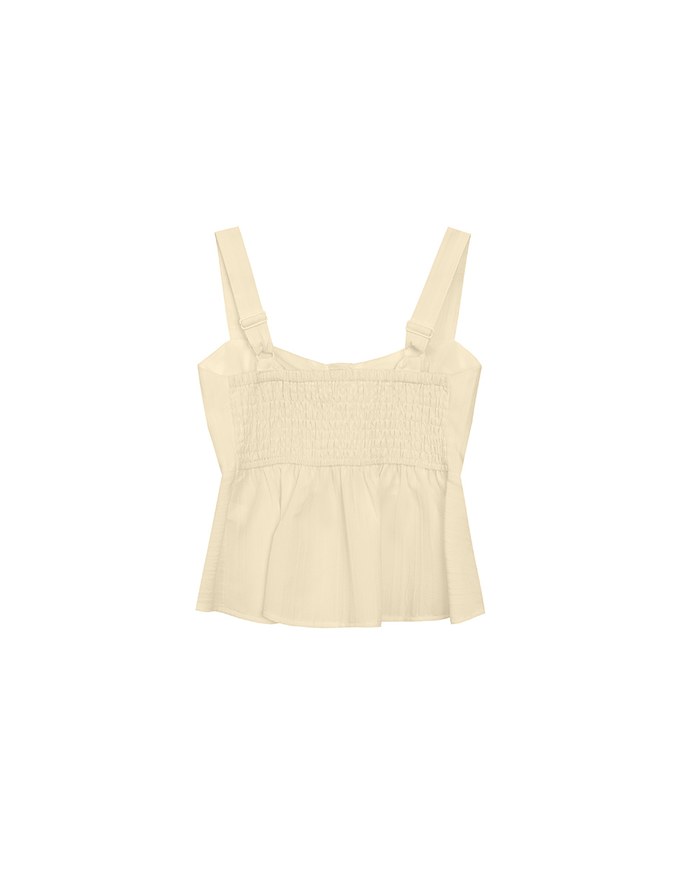 Striped Textured Wide Strap Flowy Crinkled Peplum Top
