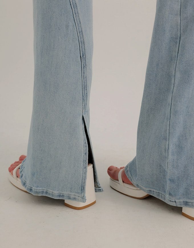 High Waist Vintage Distressed Slim Fit Jeans Denim Flare Pants