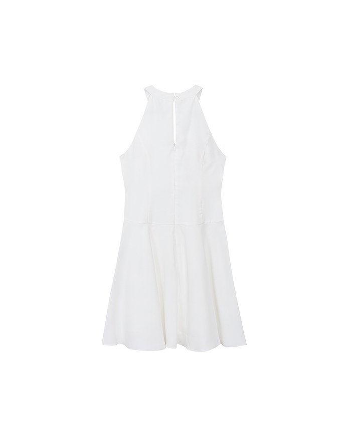 Halter Neck Sleeveless Flare Hem Padded Mini Dress