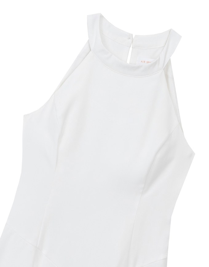 Halter Neck Sleeveless Flare Hem Padded Mini Dress