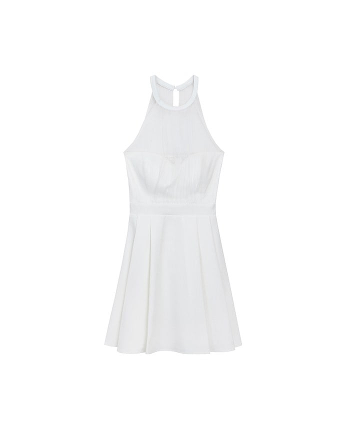 Sweetheart Neckline Padded Mini Dress with Sheer Mesh Halter Panel