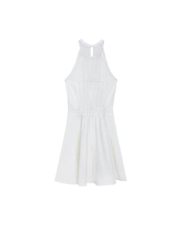 Sweetheart Neckline Padded Mini Dress with Sheer Mesh Halter Panel