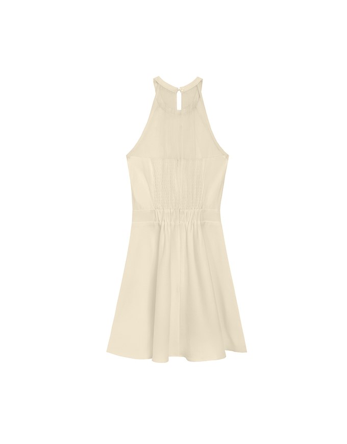 Sweetheart Neckline Padded Mini Dress with Sheer Mesh Halter Panel