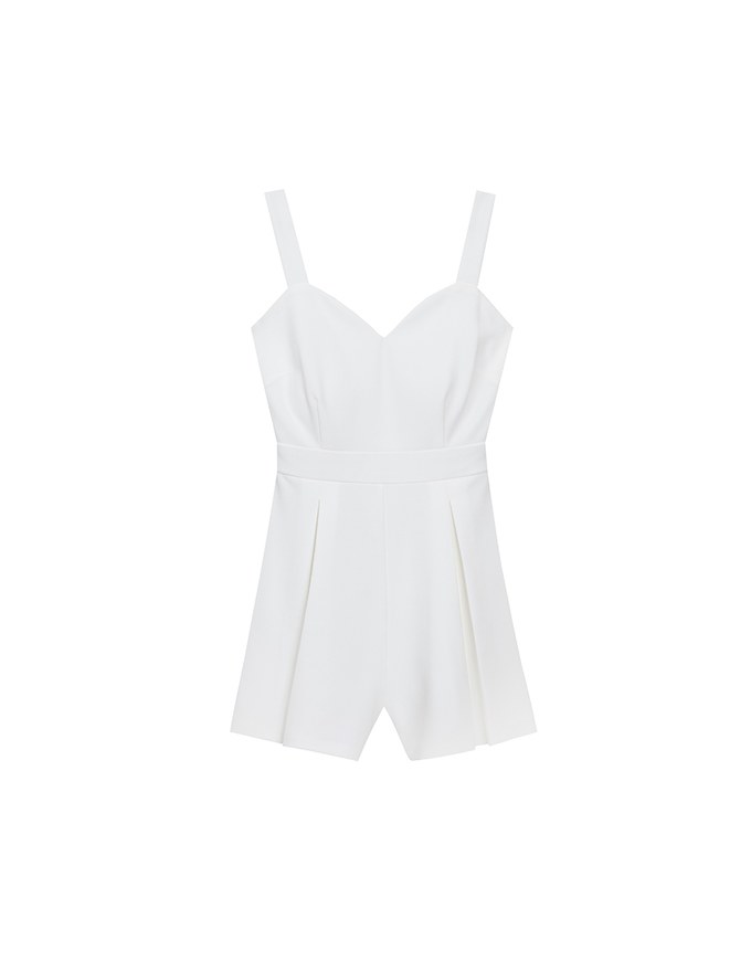 Sweetheart Neckline Wide Strap Pleated Padded Jumpsuit