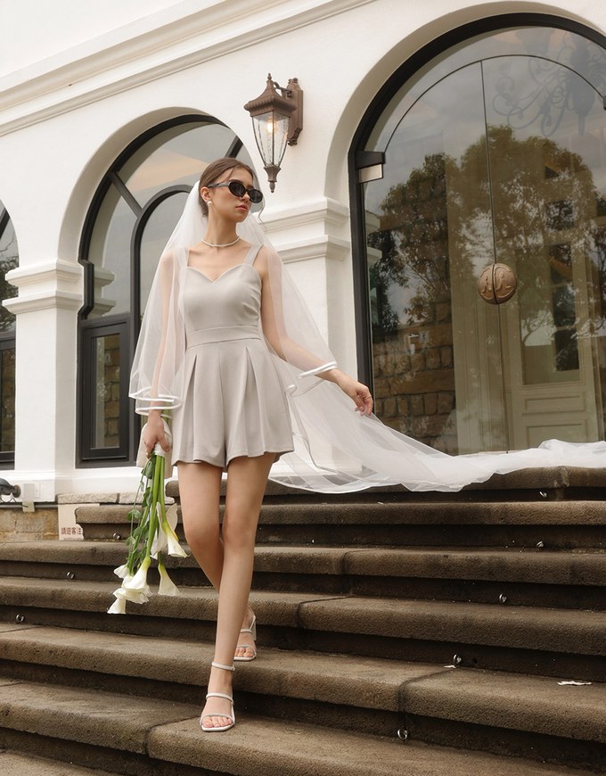 Sweetheart Neckline Wide Strap Pleated Padded Jumpsuit