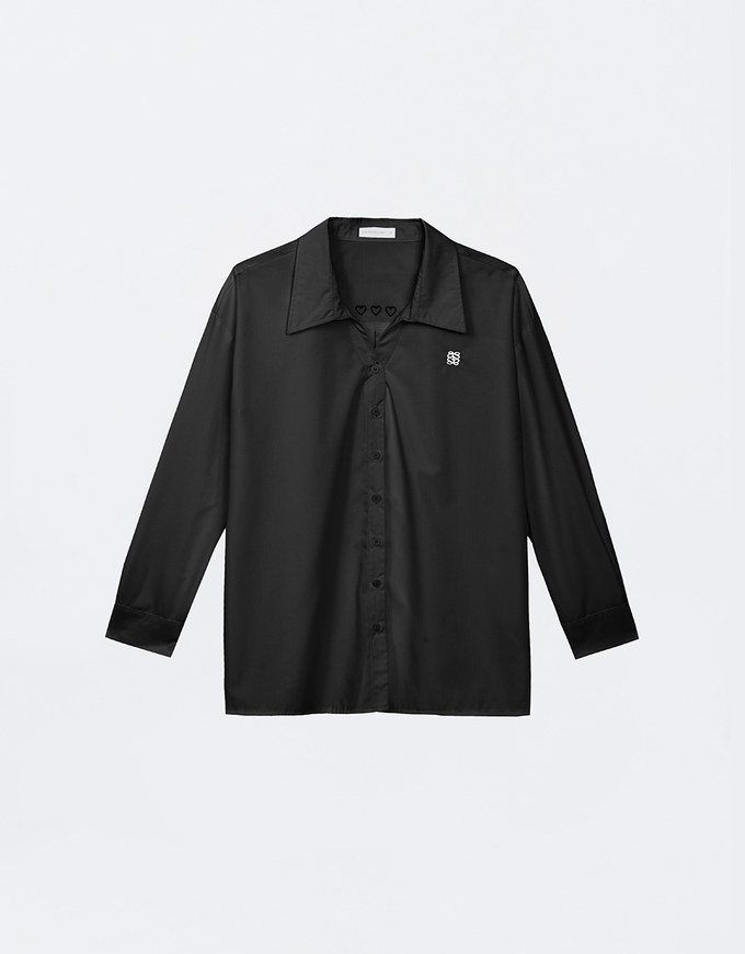Air Space Logo and Heart Shaped Embroidered Collar Blouse