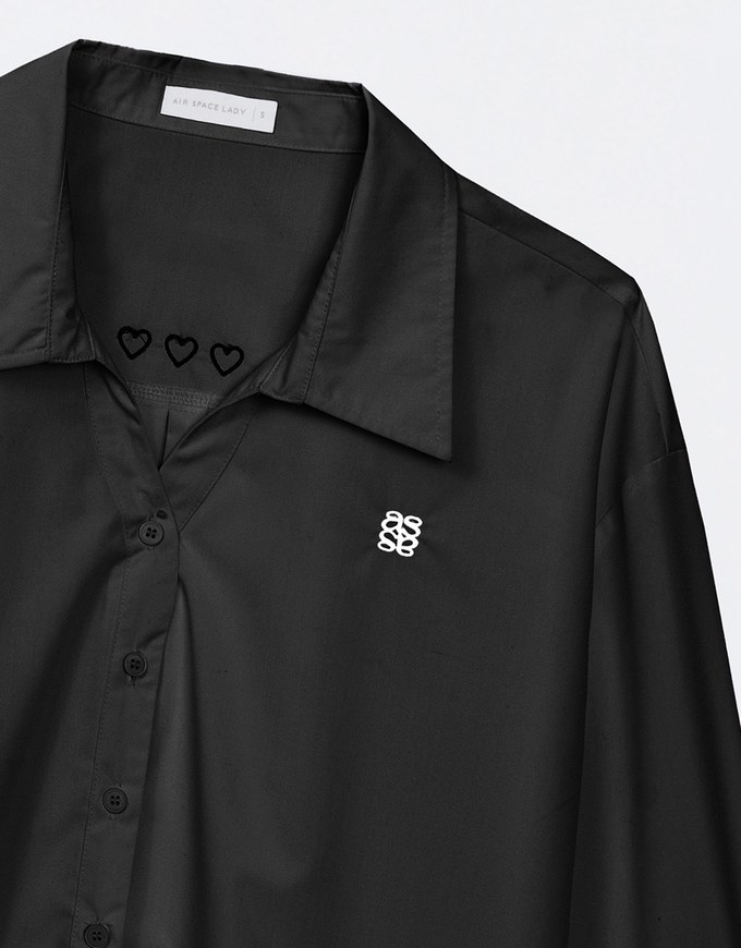 Air Space Logo and Heart Shaped Embroidered Collar Blouse