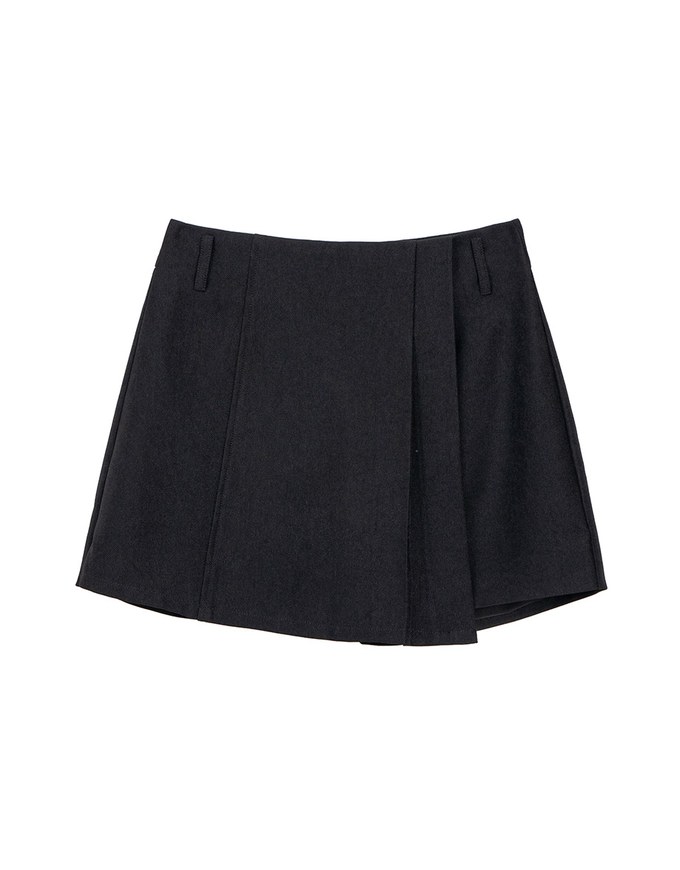 High Waist Plain Pleated Skort