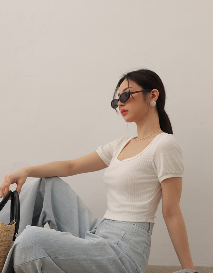 Classic Square Neck Ribbed Crop Top