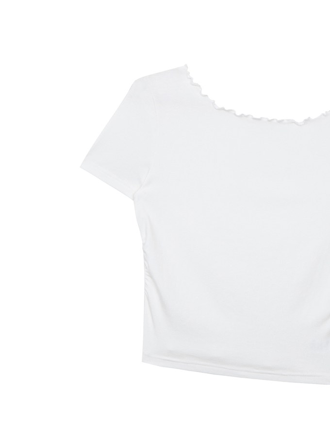 Basic Soft Ribbed Knit Fitted Crop Top with Lettuce Trim