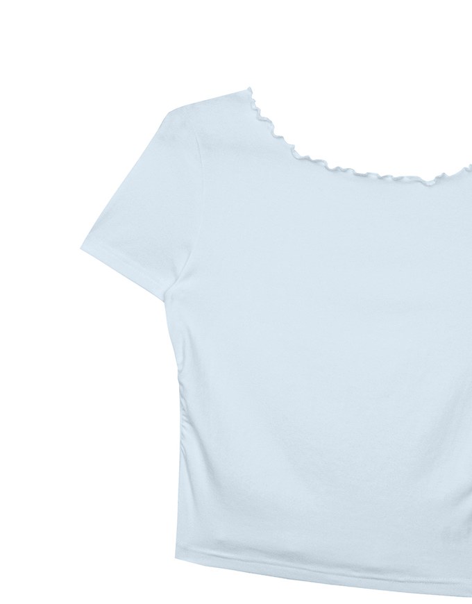 Basic Soft Ribbed Knit Fitted Crop Top with Lettuce Trim
