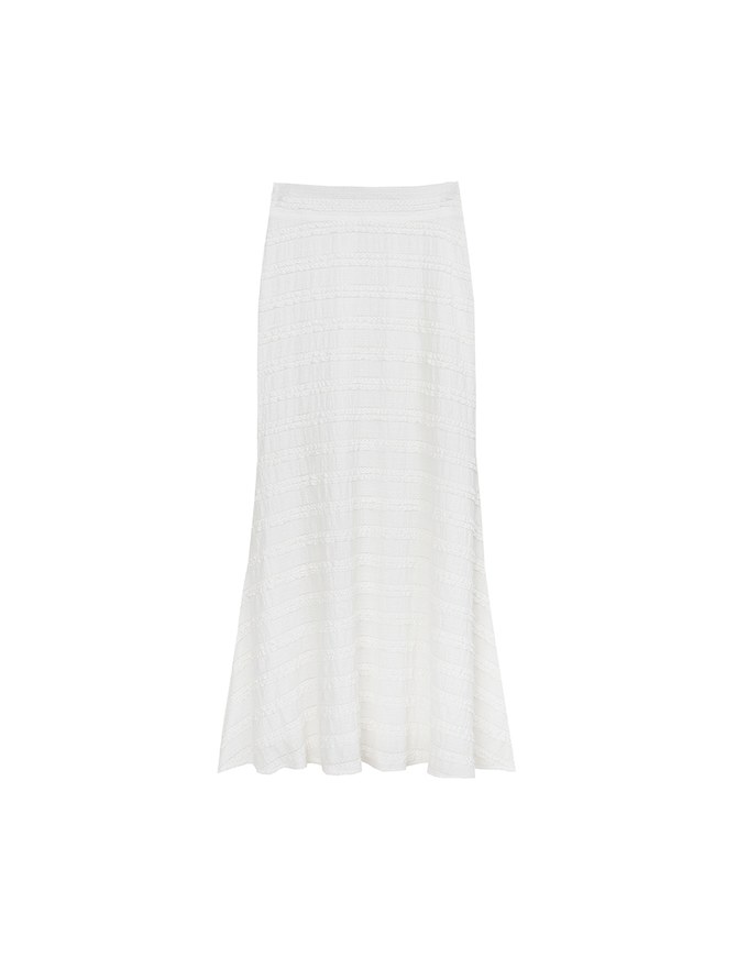 High Waist Luxe Lace Detail Fishtail Maxi Skirt