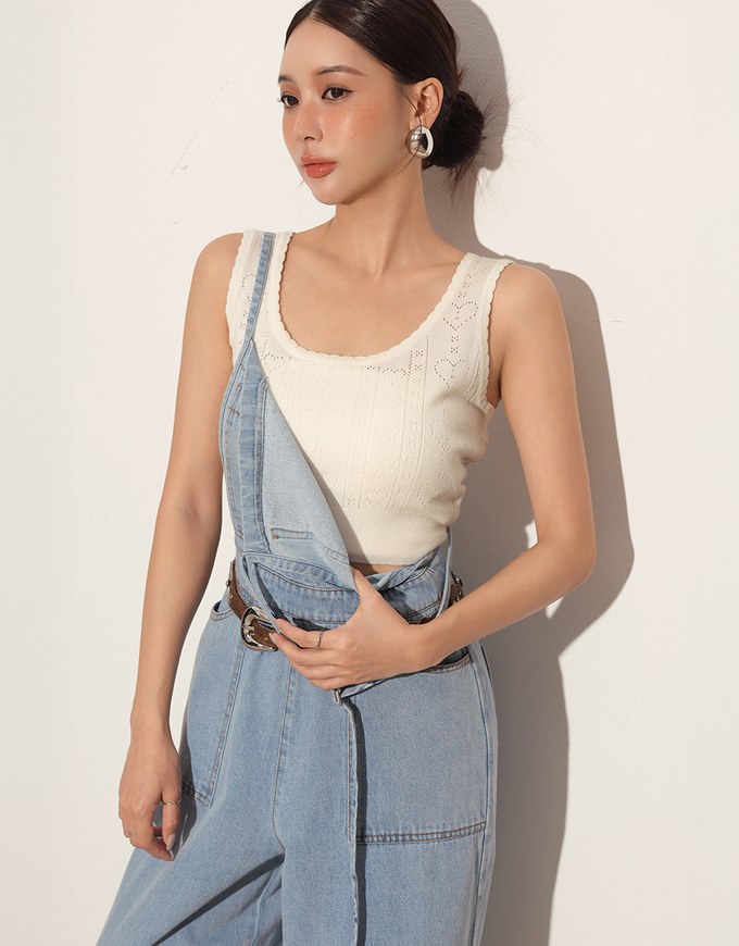 Casual Chic Wide Leg Jeans Denim Jumpsuit with Front Pocket