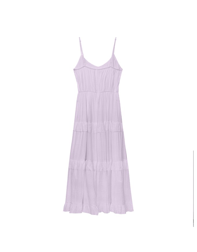 Layered Ruffle Hem Spaghetti Strap Cami Maxi Dress