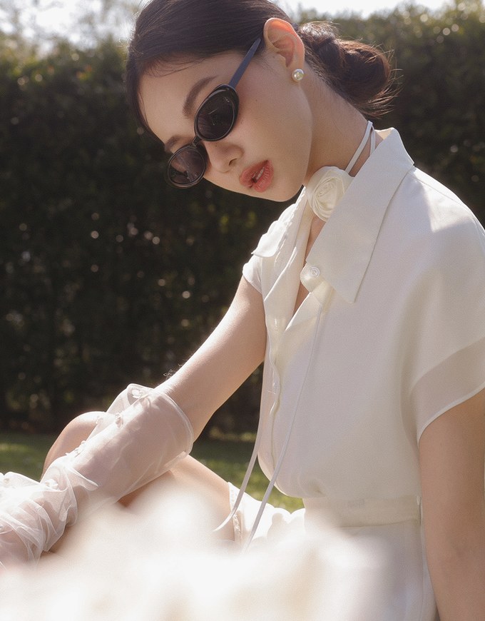 Chiffon Collared Short Sleeve Top And Flowy Pleated Mini Shorts Set Wear