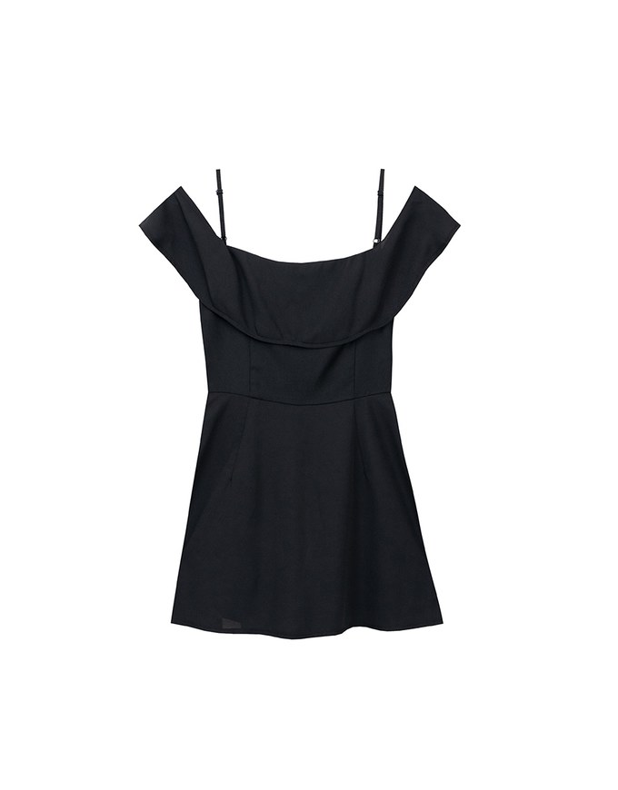 Off Shoulder Ruffle Hem Padded Jumpsuit