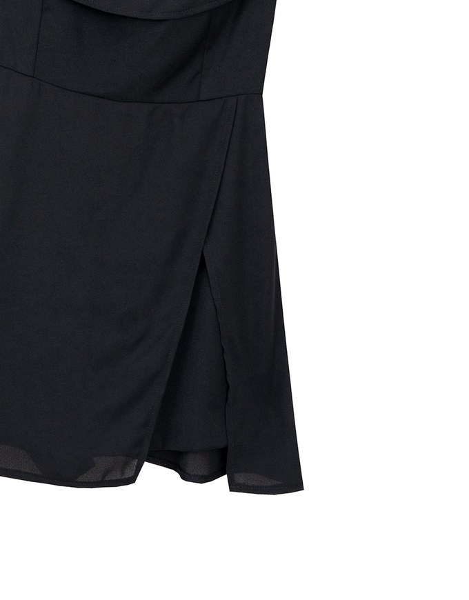 Off Shoulder Ruffle Hem Padded Jumpsuit