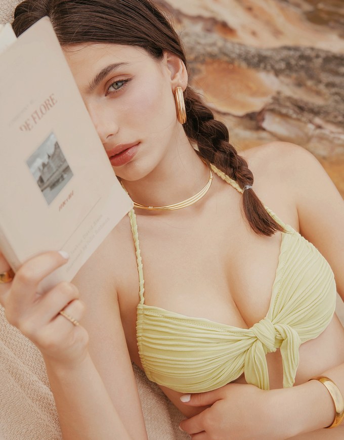 【PUSH UP】Multi Way Ripple Textured Push Up Bikini Top