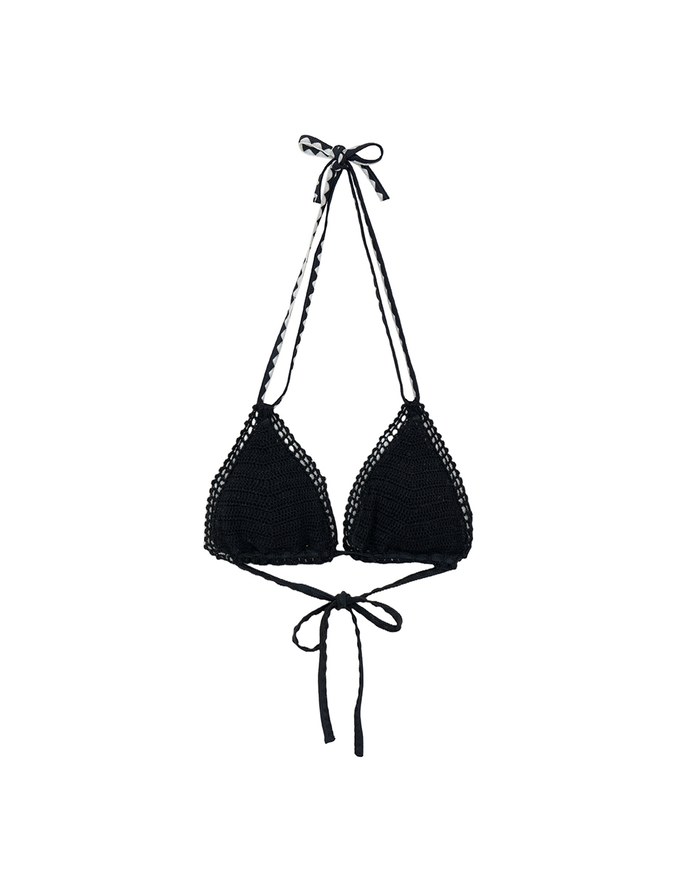 【PUSH UP】Bohomian Crochet Knit Push Up Halter Bikini Top