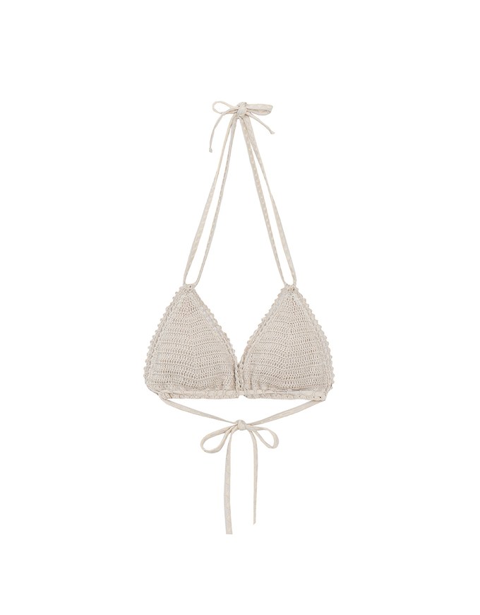 【PUSH UP】Bohomian Crochet Knit Push Up Halter Bikini Top