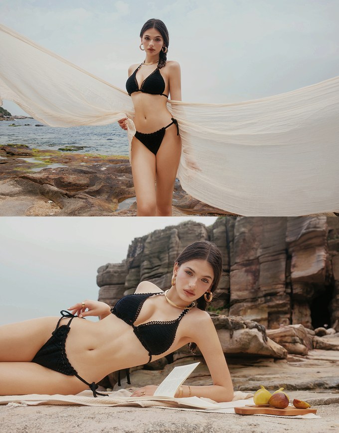 Bohomian Crochet Knit Double Side Tie Bikini Bottoms