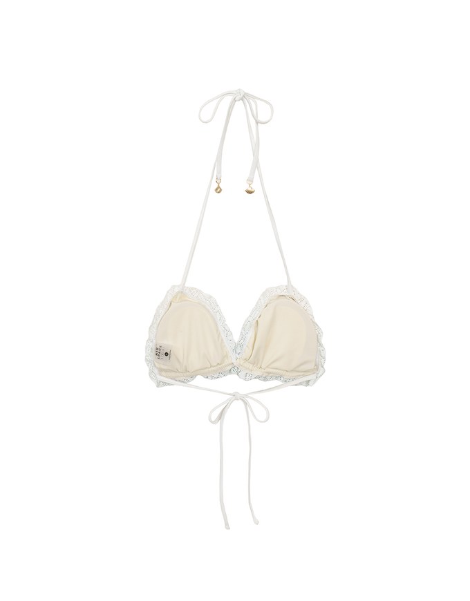 【PUSH UP】Pastel Lace Ruffle Trim Push Up Bikini Top with Ombre Gradient Effect