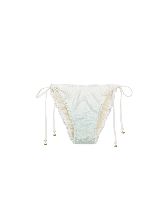 Shell Charm Pastel Lace Ruffle Trim Bikini Bottoms with Ombre Gradient Effect