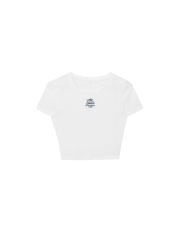 AIR SPACE Logo Embroidered Ribbed Knit Fitted Top