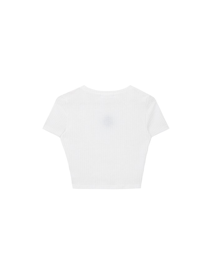 AIR SPACE Logo Embroidered Ribbed Knit Fitted Top