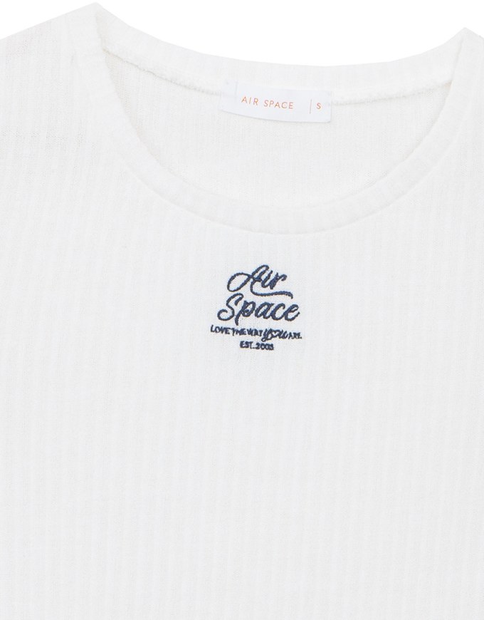 AIR SPACE Logo Embroidered Ribbed Knit Fitted Top