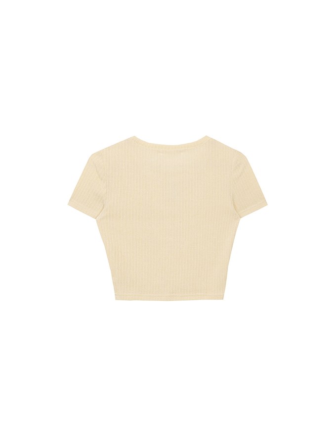 AIR SPACE Logo Embroidered Ribbed Knit Fitted Top