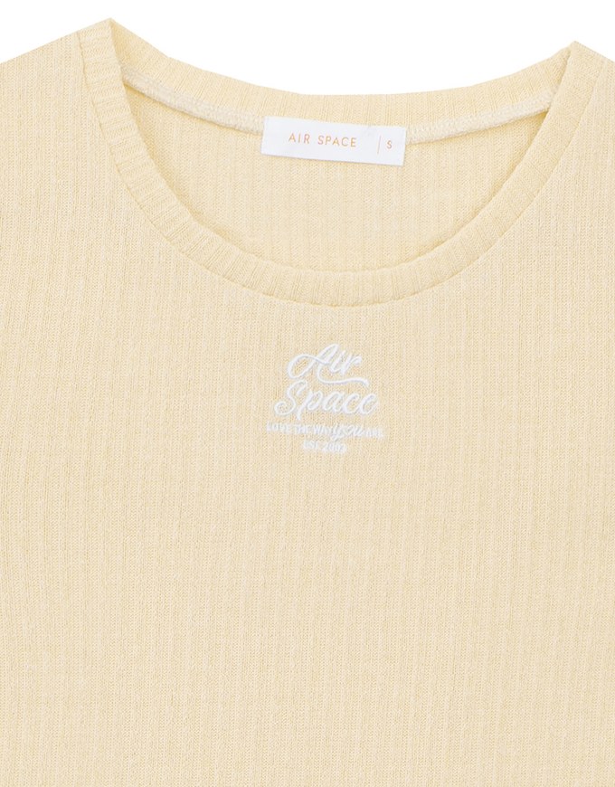 AIR SPACE Logo Embroidered Ribbed Knit Fitted Top