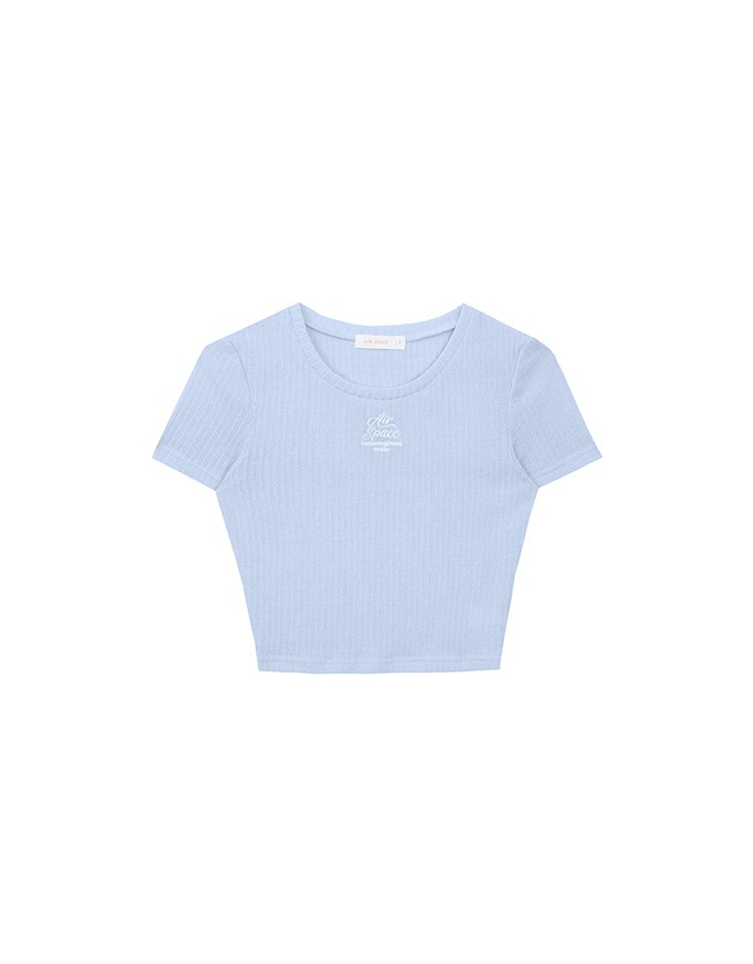AIR SPACE Logo Embroidered Ribbed Knit Fitted Top