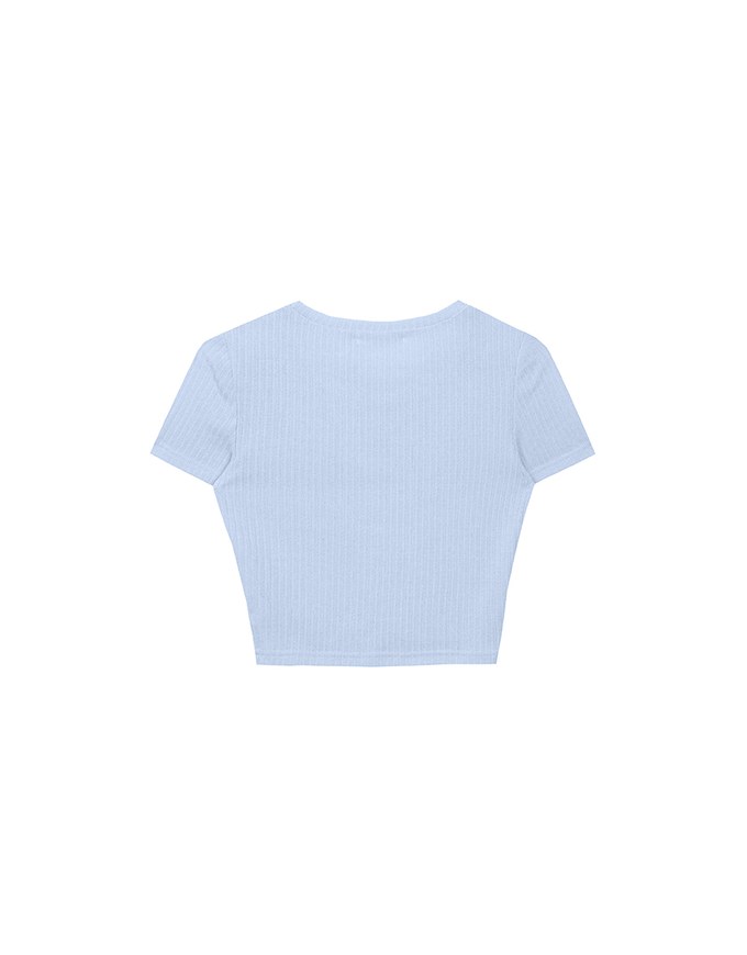 AIR SPACE Logo Embroidered Ribbed Knit Fitted Top