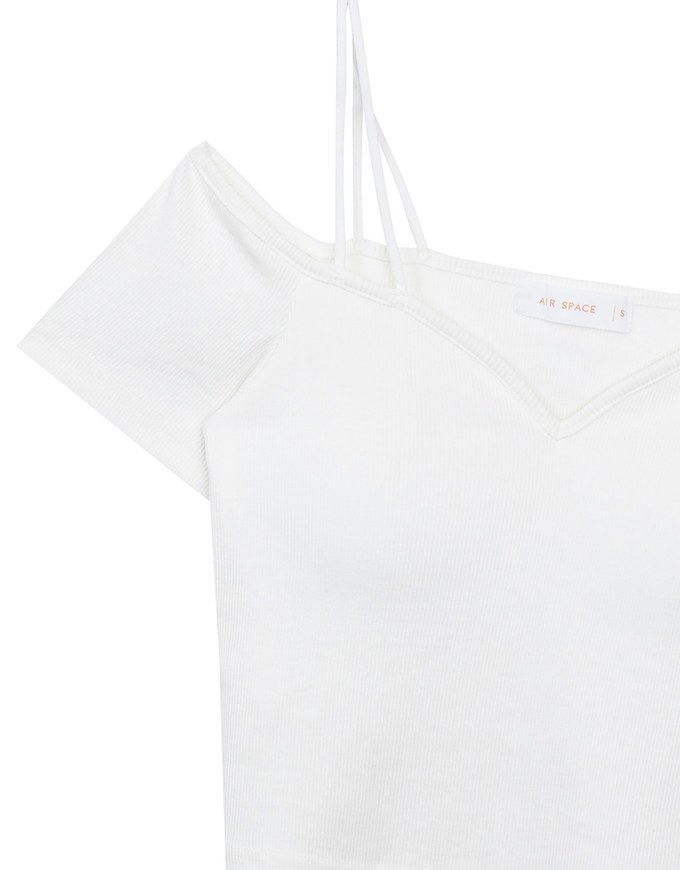 Sexy Off Shoulder Ribbed Knit Padded Top with Double Thin Straps