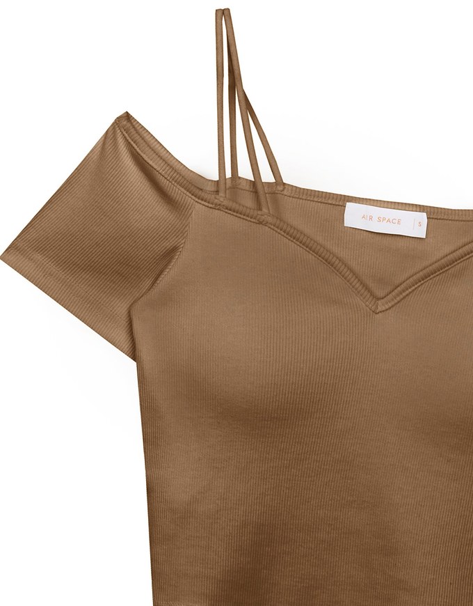 Sexy Off Shoulder Padded Bra Top Knitted Cotton Synthetics Cropped Top ( Removable Paddings)