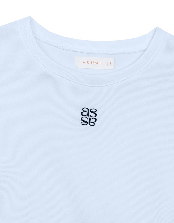 AIR SPACE LOGO Embroidered Cropped Ribbed Top with Side Ruched Detail