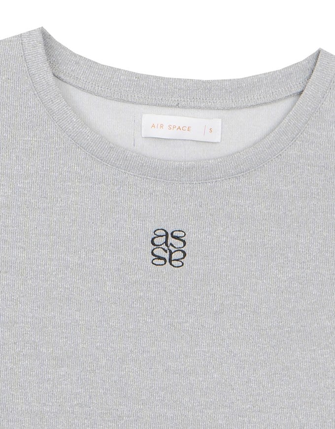 AIR SPACE LOGO Embroidered Cropped Ribbed Top with Side Ruched Detail