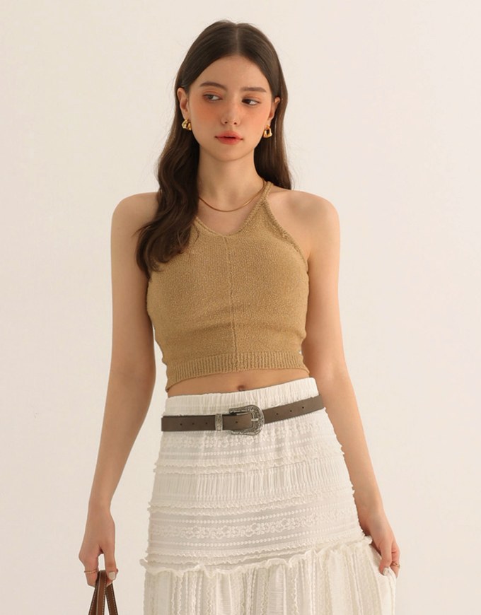 2 Way Cutout Knit Padded Cami Crop Top