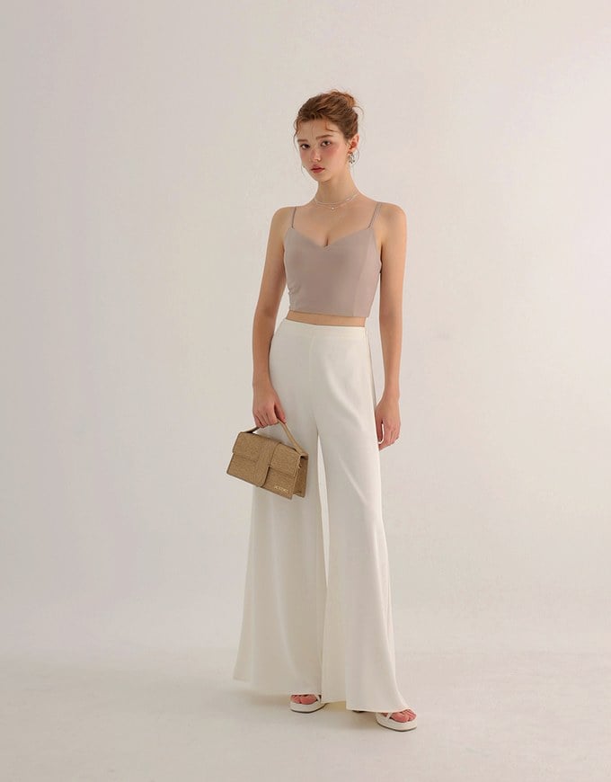 V Neck Sculpting Spaghetti Strap Cami Padded Top with Clean Back Design