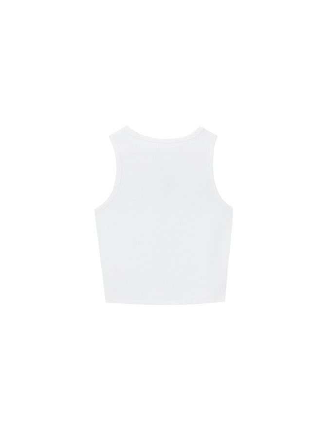 Star Shape Cut Out Ribbed Cropped Tank Top