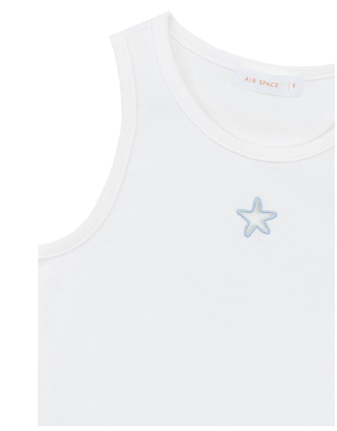 Star Shape Cut Out Ribbed Cropped Tank Top