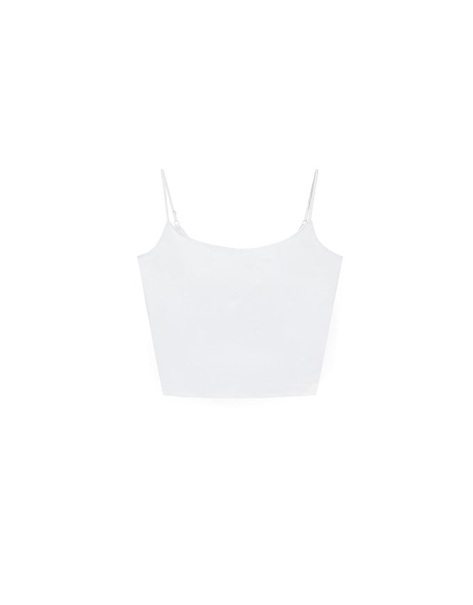 Basic Cooling Fabric Fitted Spaghetti Strap Camisole Bra Top