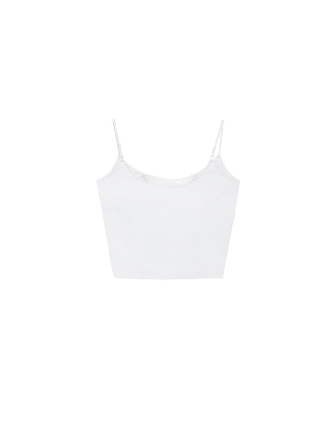 Basic Cooling Fabric Fitted Spaghetti Strap Camisole Bra Top
