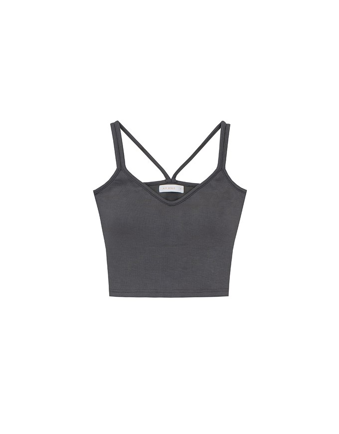 【AIRY COOL 2.0】Double Spaghetti Strap V Neck Open Back Bra Top