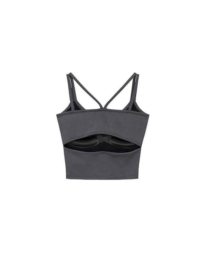 【AIRY COOL 2.0】Double Spaghetti Strap V Neck Open Back Bra Top