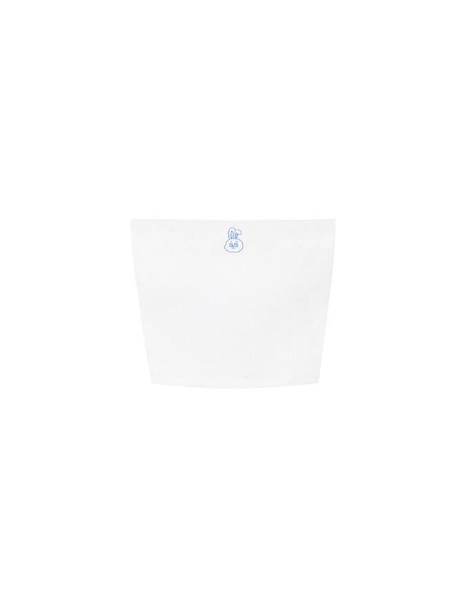 【Lyra & Toby】Embroidery Graphic Ribbed Padded Tube Top