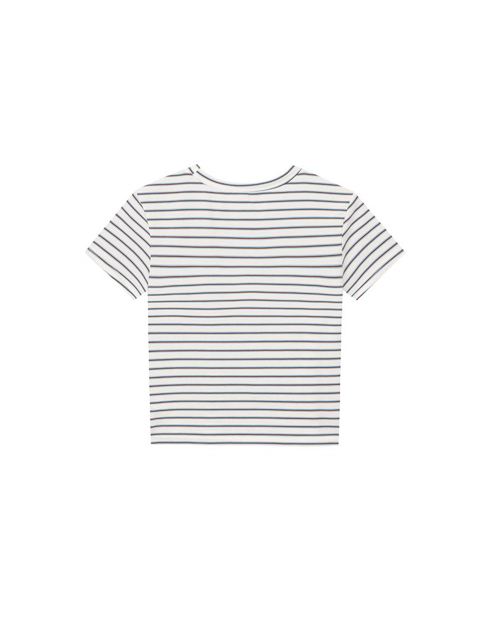 Retro Fit Striped Crew Neck Stretchy Cropped Tee