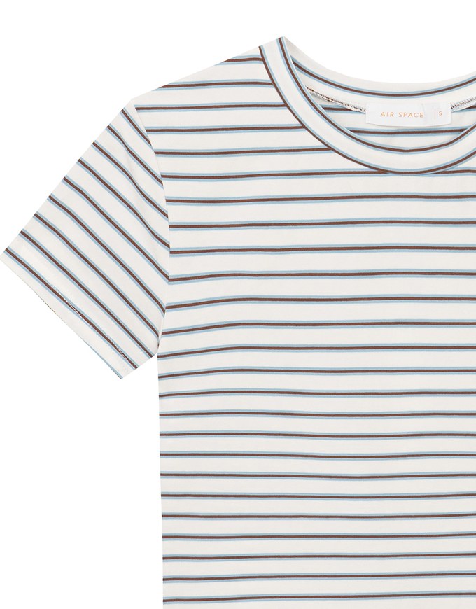 Retro Fit Striped Crew Neck Stretchy Cropped Tee