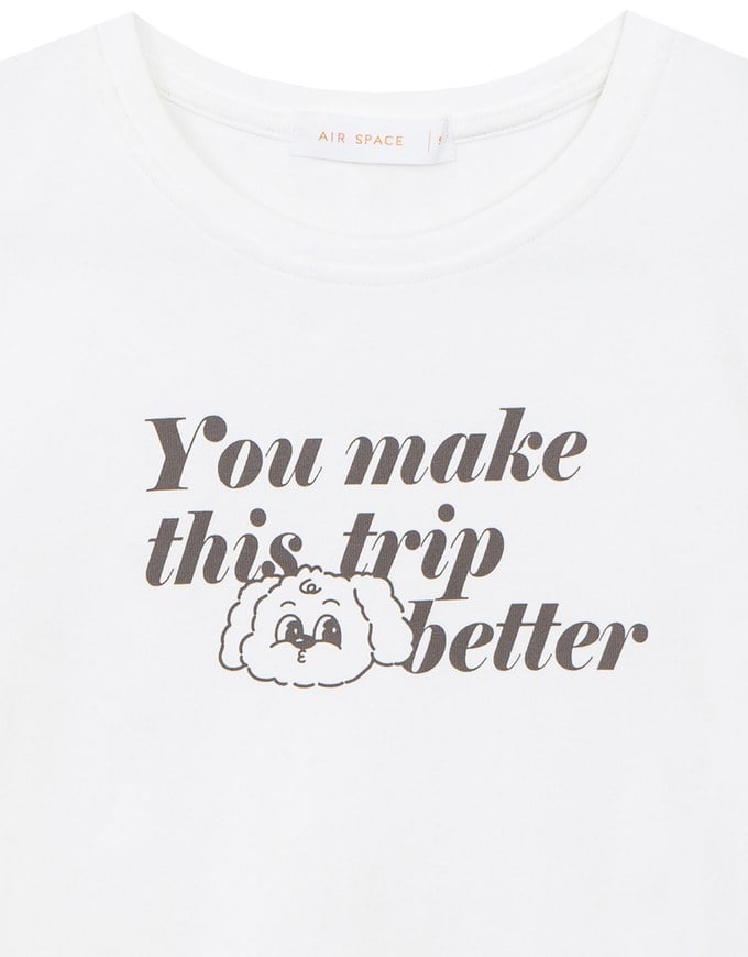 【Lyra & Toby】Embroidery Graphic Slogan Cropped Tee